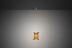 Square Brass and Lace Hanging Lamp Sweden 1960s - 4616967