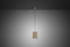 Square Brass and Lace Hanging Lamp Sweden 1960s - 4616999