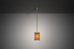 Square Brass and Lace Hanging Lamp Sweden 1960s - 4617000