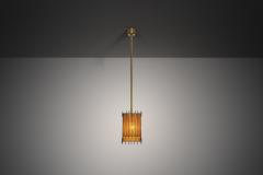 Square Brass and Lace Hanging Lamp Sweden 1960s - 4617002