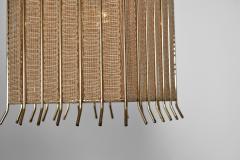 Square Brass and Lace Hanging Lamp Sweden 1960s - 4617798