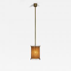 Square Brass and Lace Hanging Lamp Sweden 1960s - 4627149