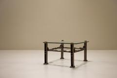Square Coffee Table In Casted Brass And Glass Italy 1960s - 3497280