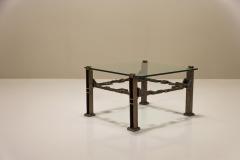 Square Coffee Table In Casted Brass And Glass Italy 1960s - 3497282