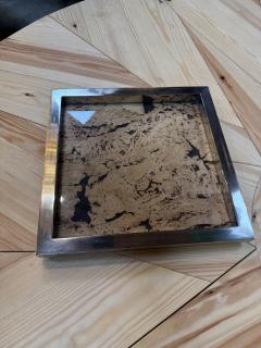 Square Cork and Metal Serving Tray - 4822989