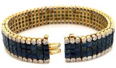 Square Cut Blue Sapphire and Diamond Cluster Tennis Bracelet - 3615691