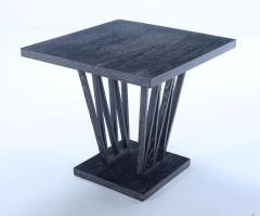 Square French dark cerused oak occasional table with interesting base c 1945 - 3403786