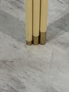 Square Side Table with Brass Lacquered Bamboo Style Frame Glass Top 1970s - 4308375