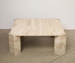 Square Travertine Cocktail Table Italy 1970s - 3877134