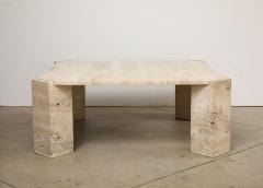 Square Travertine Cocktail Table Italy 1970s - 3877135