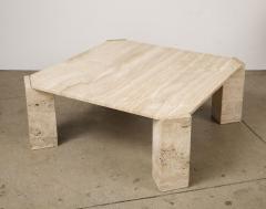 Square Travertine Cocktail Table Italy 1970s - 3877136