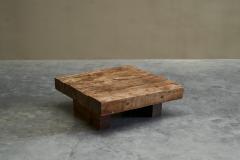 Square Wabi Sabi Style Coffee Table in Solid Oak Europe 1960s - 4394504
