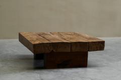 Square Wabi Sabi Style Coffee Table in Solid Oak Europe 1960s - 4394507