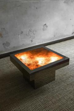 Square coffee table in metal with backlit top 1970s - 3999110