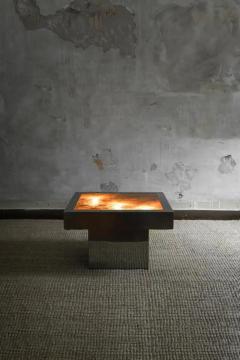 Square coffee table in metal with backlit top 1970s - 3999148