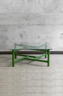 Square green bamboo coffee table Mcguire San Francisco 1970 - 3998939