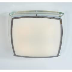 Squared Nickeled Flush Mount with Thick Slab Clear Glass Frame 1970s - 1351438