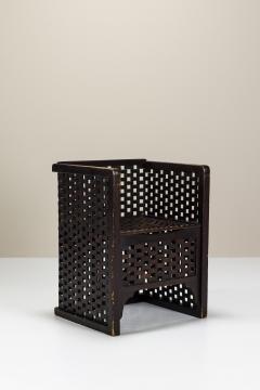 Squared shaped Side Chair in Dark Stained Wood Germany 1930s - 3891256