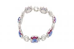 Sri Lanka No Heat Blue Sapphire Bracelet with Diamond Ruby in 18K White Gold - 3510001