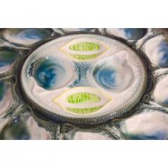 St Clement Factory St Clement French Art Deco Majolica Set of 6 Oyster Plates and Serving Platter - 1646903