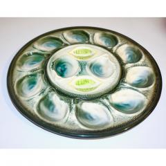 St Clement Factory St Clement French Art Deco Majolica Set of 6 Oyster Plates and Serving Platter - 1646904