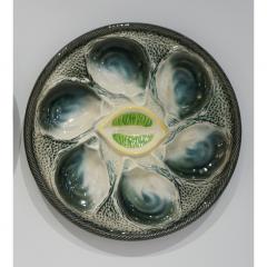 St Clement Factory St Clement French Art Deco Majolica Set of 6 Oyster Plates and Serving Platter - 1646906