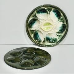 St Clement Factory St Clement French Art Deco Majolica Set of 6 Oyster Plates and Serving Platter - 1646909