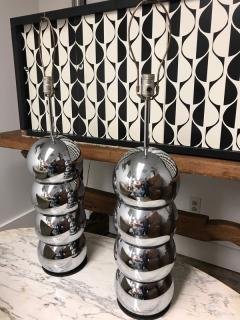 Stacked Chrome ball table lamp pair - 1004619