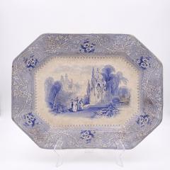 Staffordshire Blue and White Platter in the Columbia Pattern - 2439430