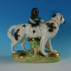 Staffordshire Pottery Girl with St Bernard Figure - 2736496