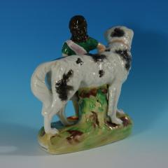 Staffordshire Pottery Girl with St Bernard Figure - 2736497