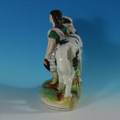 Staffordshire Pottery Girl with St Bernard Figure - 2736498