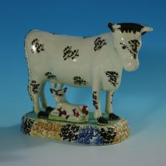 Staffordshire Yorkshire Pottery Prattware Cow Calf Group - 2651007