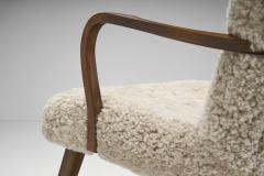 Stained Beech Easy Chair in Sheepskin by Danish Cabinetmaker Denmark 1940s - 2556533