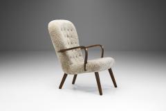 Stained Beech Easy Chair in Sheepskin by Danish Cabinetmaker Denmark 1940s - 2556547