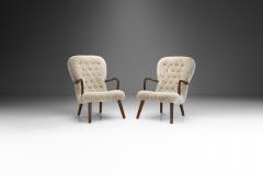 Stained Beech Easy Chairs in Sheepskin by a Danish Cabinetmaker Denmark 1940s - 2448754