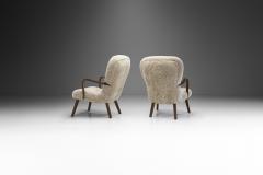 Stained Beech Easy Chairs in Sheepskin by a Danish Cabinetmaker Denmark 1940s - 2448757