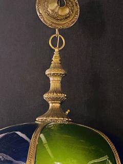 Stained Glass Dome Shaped Bronze Framed MCM Italian Light with Canopy - 1298083