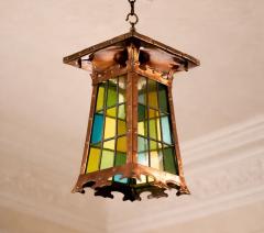 Stained Glass and Riveted Copper Lantern - 4544818