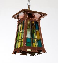 Stained Glass and Riveted Copper Lantern - 4544820