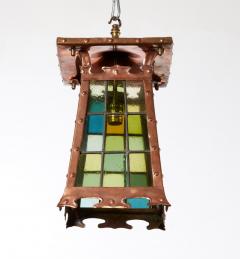 Stained Glass and Riveted Copper Lantern - 4544821