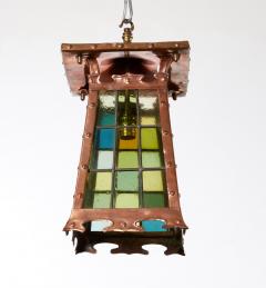 Stained Glass and Riveted Copper Lantern - 4544823