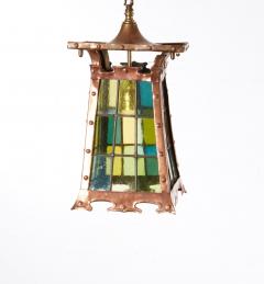 Stained Glass and Riveted Copper Lantern - 4544825