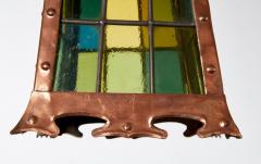 Stained Glass and Riveted Copper Lantern - 4544827