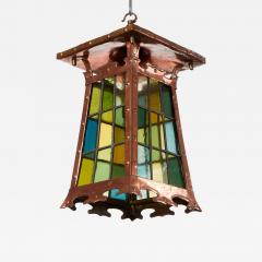 Stained Glass and Riveted Copper Lantern - 4545061