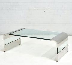 Stainless Steel and Glass Waterfall Coffee Table by Brueton 1970 - 2726095