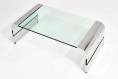 Stainless Steel and Glass Waterfall Coffee Table by Brueton 1970 - 2726098