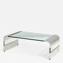 Stainless Steel and Glass Waterfall Coffee Table by Brueton 1970 - 2729907