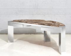 Stainless Steel and Marble Mezzaluna Desk by Leon Rosen for Pace 1970 - 2856387