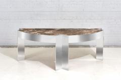 Stainless Steel and Marble Mezzaluna Desk by Leon Rosen for Pace 1970 - 2856392